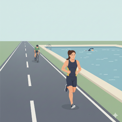 대회가 없는 기간에도 조용히 훈련을 이어가는 철인3종 선수의 모습