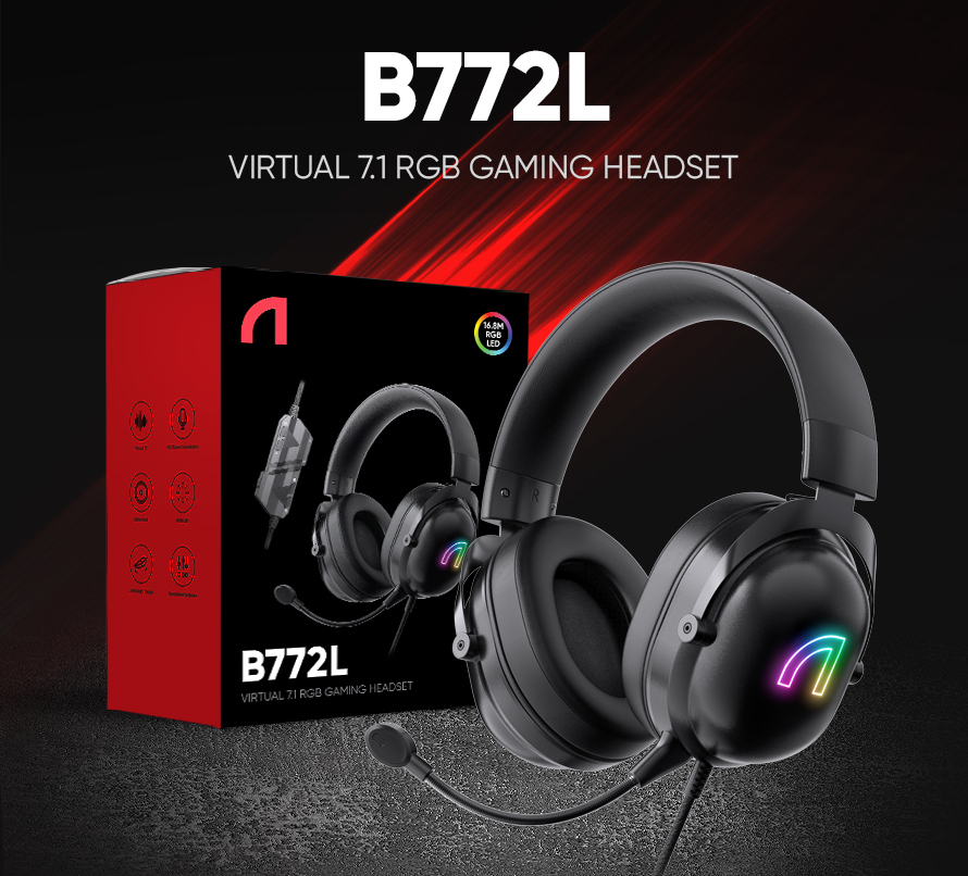 ABKO B772L 가상 7.1 채널 RGB 게이밍 헤드셋