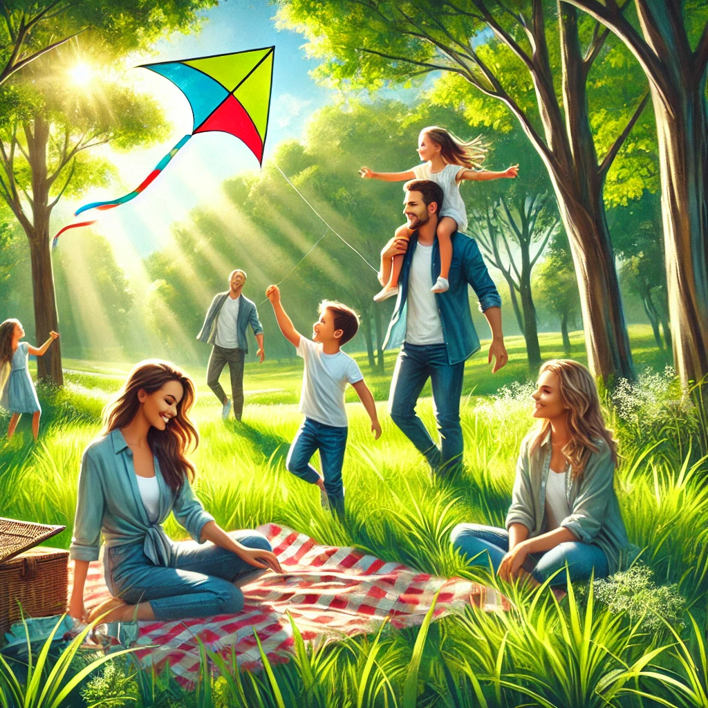 부모와 아이가 즐겁게 지내는 이미지