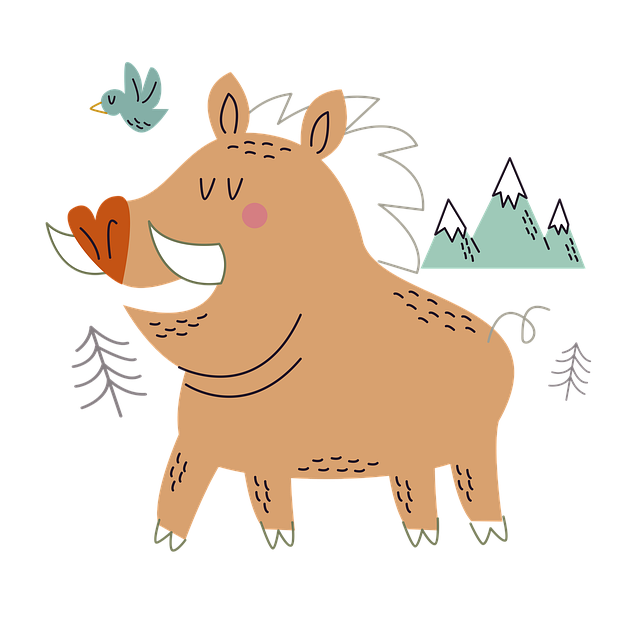 멧돼지 일러스트 삽화