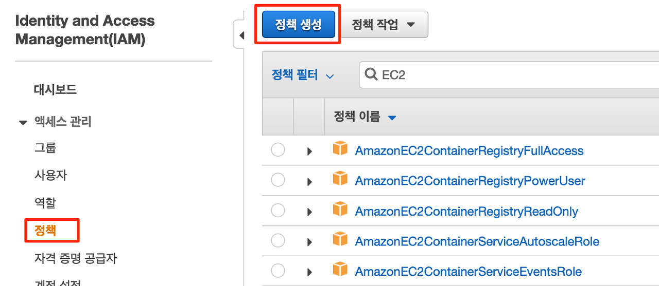 AWS 고객 관리형 정책