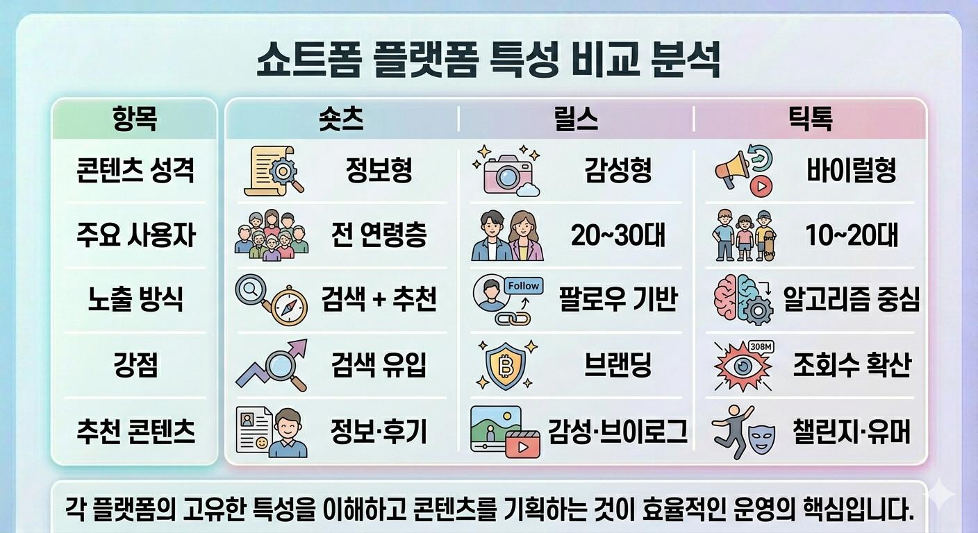 숏폼 플랫폼 비교