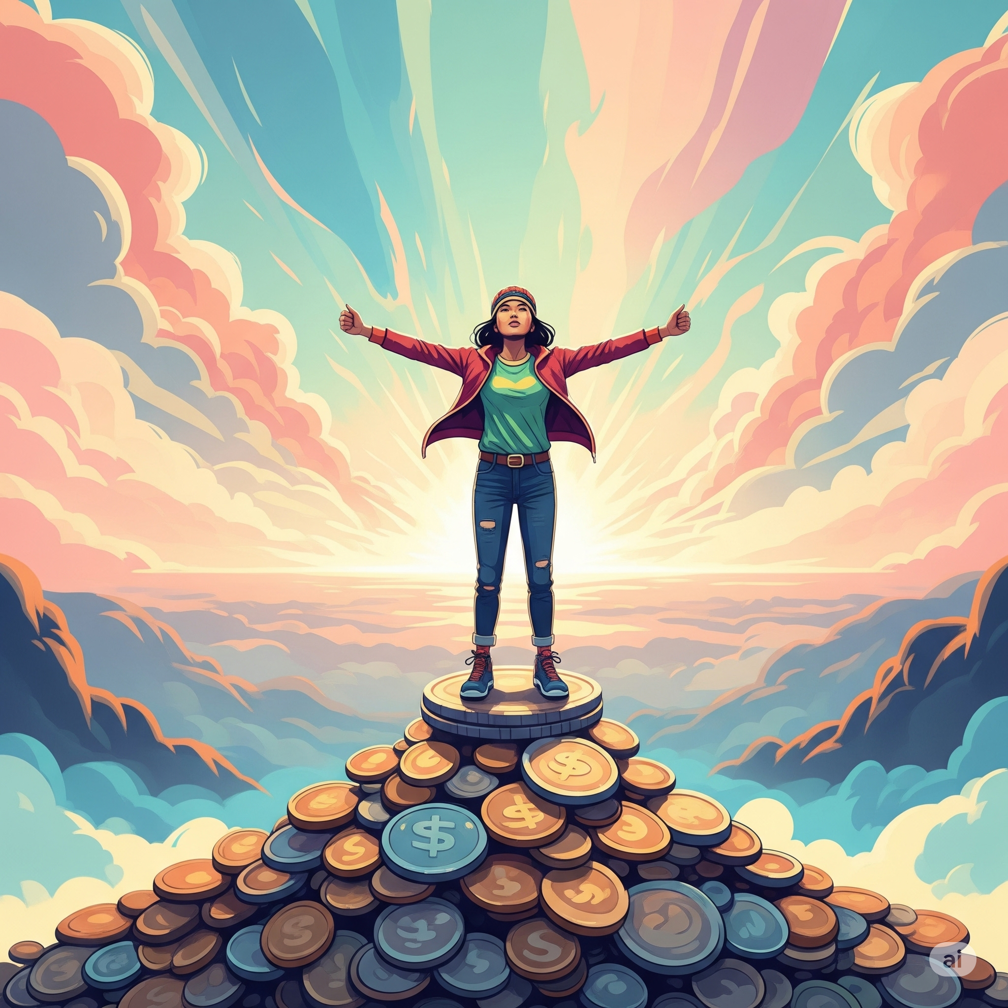 거울 속에서 더 성장하고 자신감있는 자신을 발견하는 사람