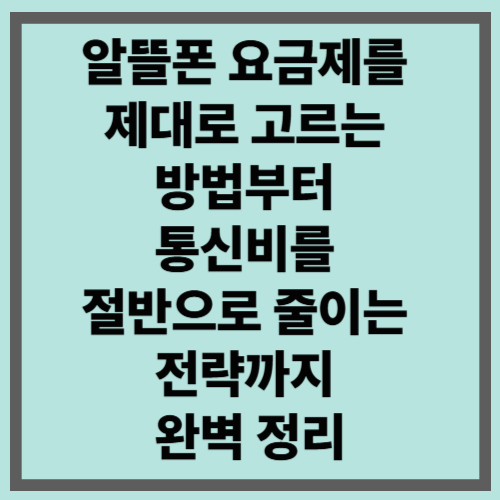 알뜰폰 요금제를 제대로 고르는 방법부터 통신비를 절반으로 줄이는 전략까지 완벽 정리