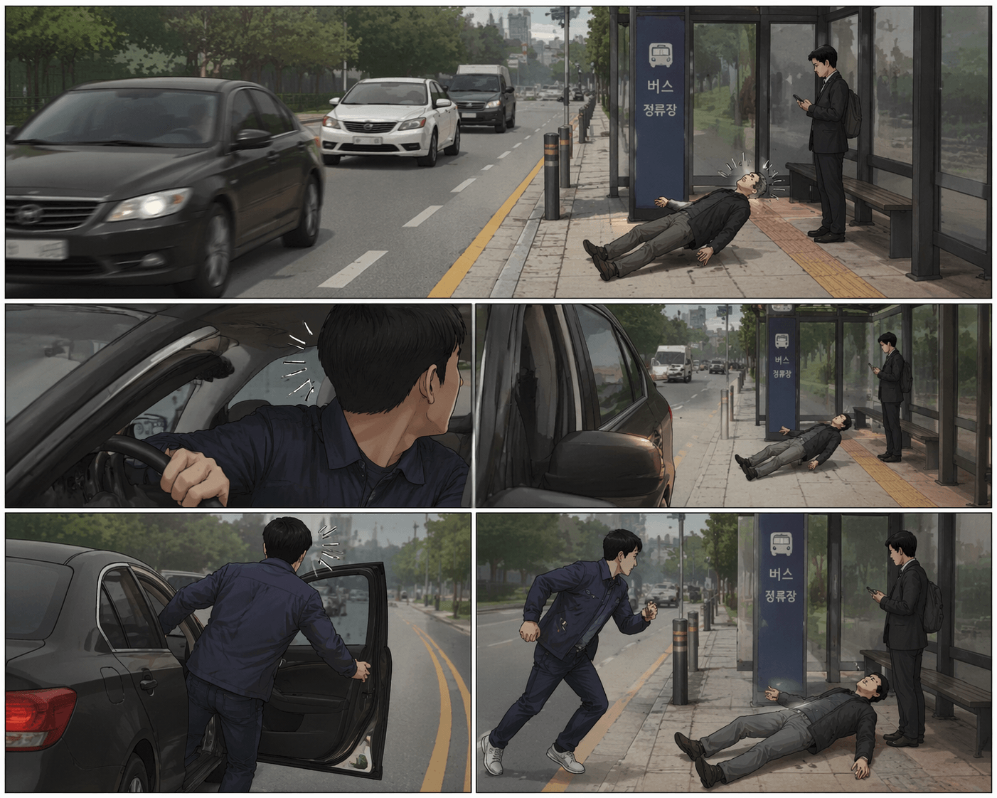 쓰러진분을 구하러가는 아빠의 모습