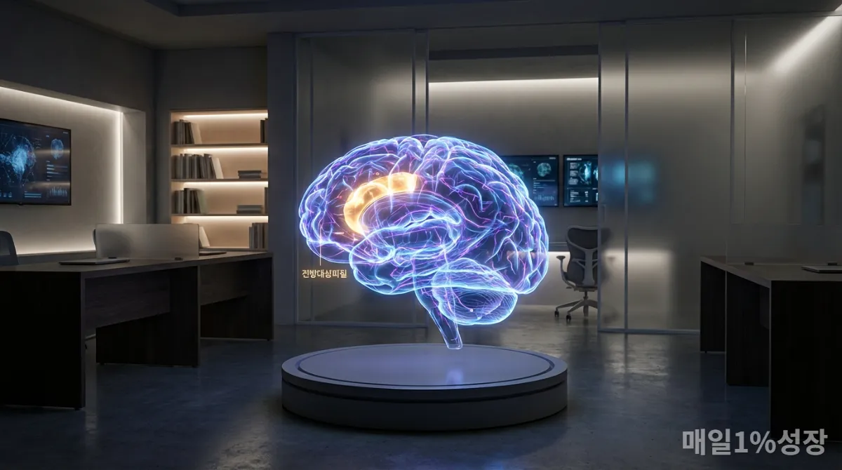 과활성화된 전측대상피질(ACC)을 보여주는 뇌 이미지