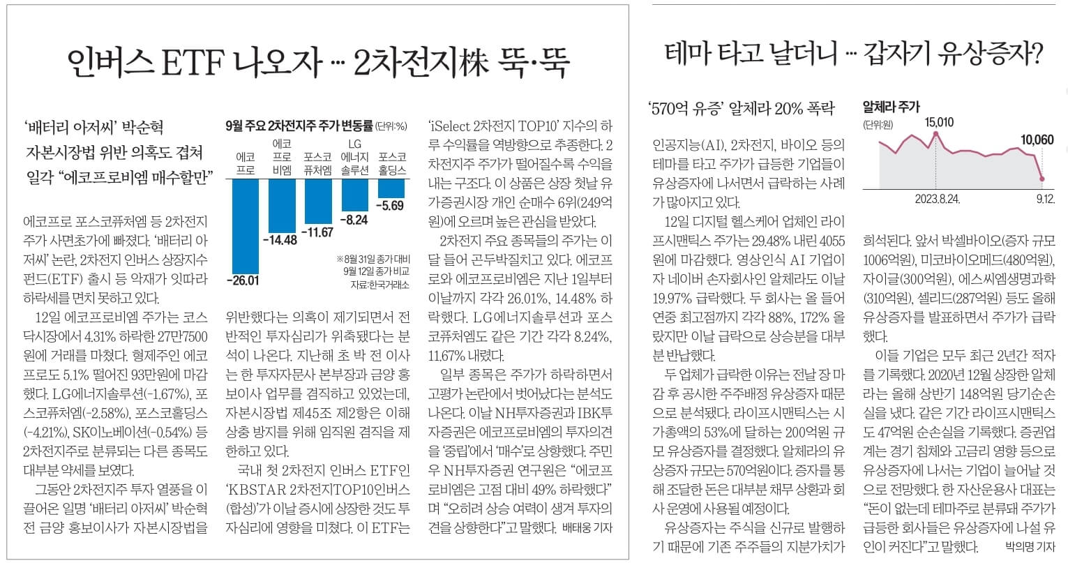 9월 13일 화 경제뉴스 부동산뉴스 헤드라인뉴스