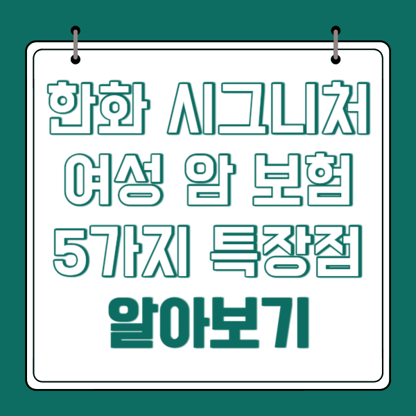한화 시그니처 여성 암 보험 5가지 특장점 알아보기