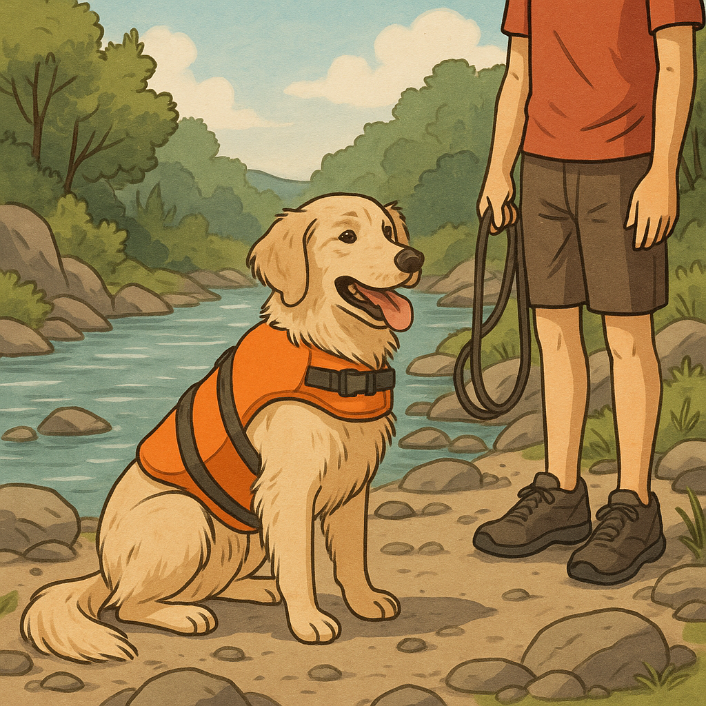 강아지 계곡 여행 이미지