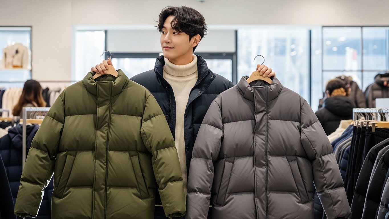남성 구스다운 경량패딩