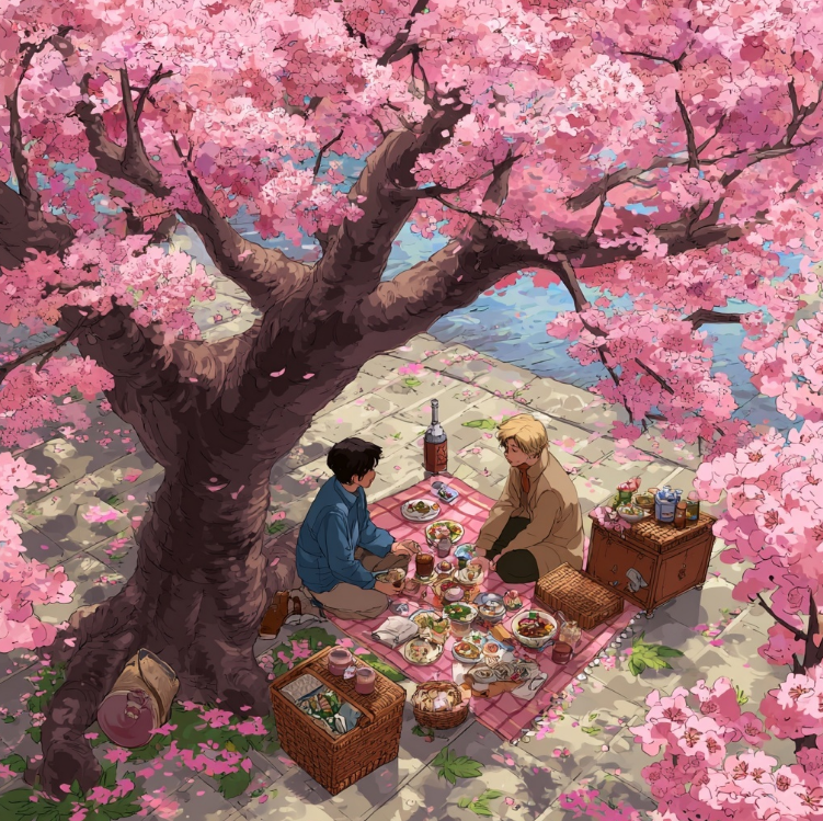 벚꽃핀 공원에 데이트온 커플