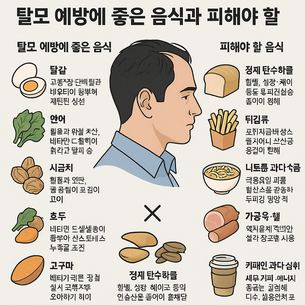탈모 예방에 좋은 음식과 피해야 할 식단
