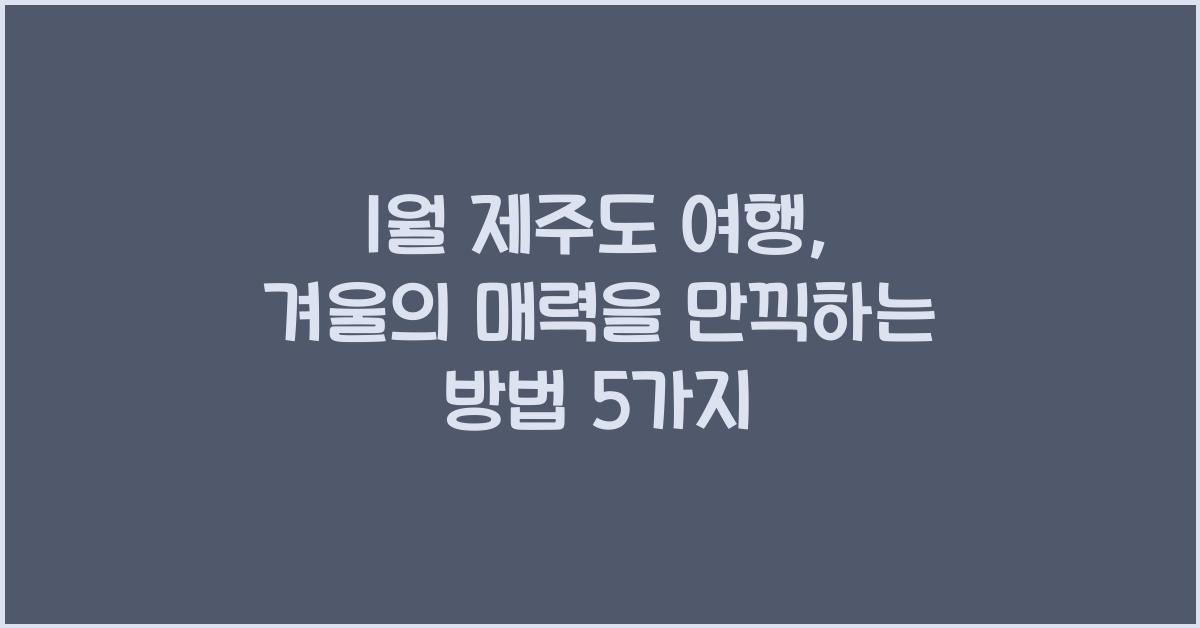 1월 제주도 여행