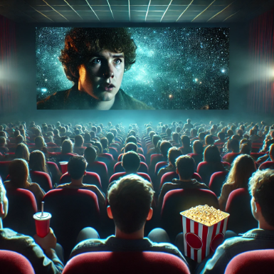 사람들이 영화보고 있는 사진