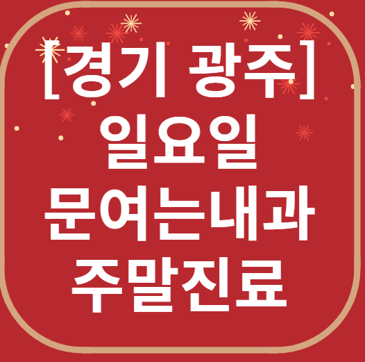 경기 광주 일요일 문 여는 내과 리스트 ❘ 토요일 주말 휴일 야간진료 병원