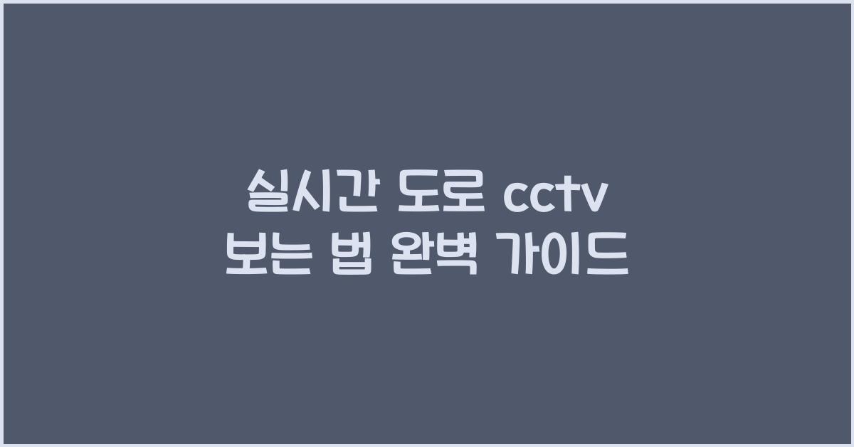 실시간 도로 cctv 보는 법