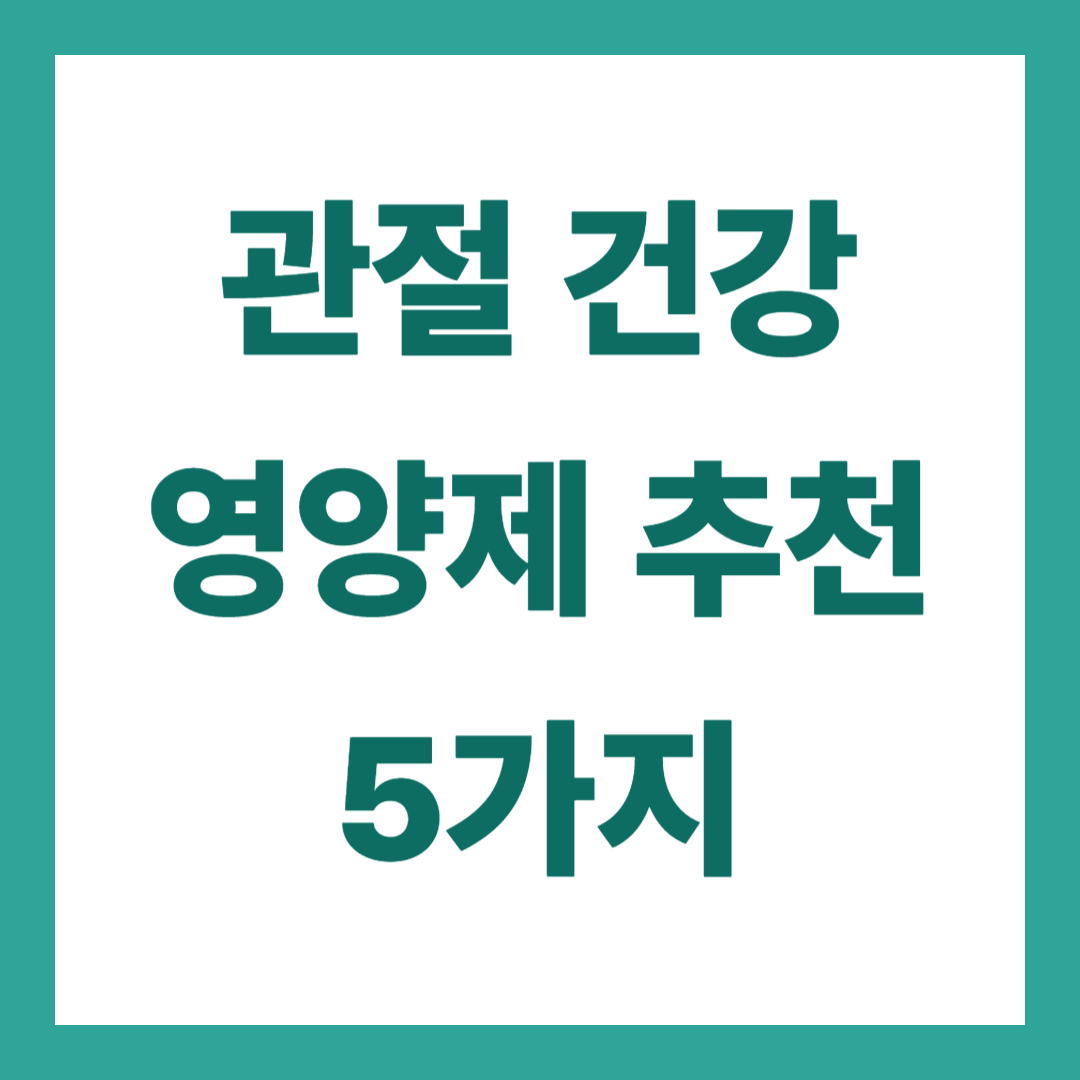 관절 건강에 좋은 영양제 5가지 추천
