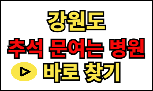 강원도 추석 병원 약국 찾기, 명절 문 여는 병원, 강원도 설날 병원