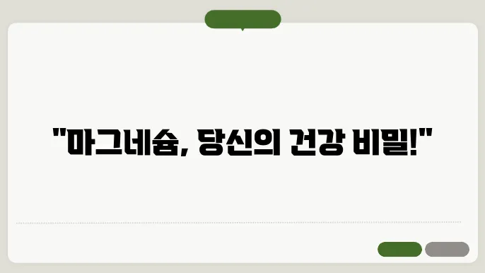 마그네슘의 하루 권장량 정보 및 마그네슘 효과에 관한 이미지