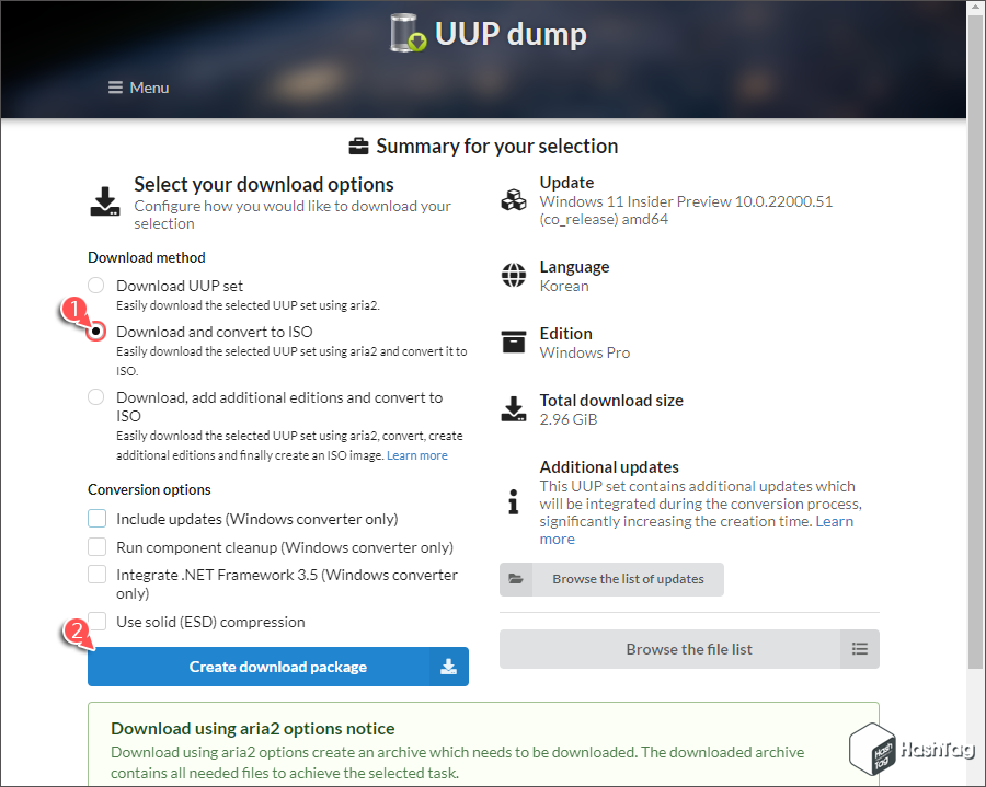 Windows 11 Insider Preview 패키지 생성