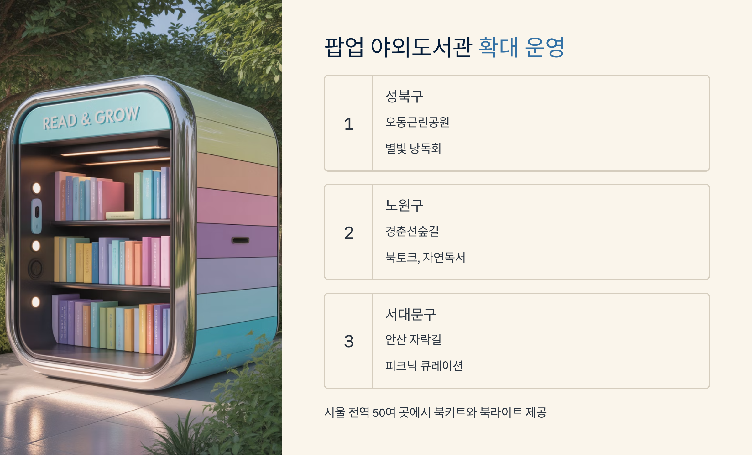 책이 있는 곳이 도서관! 팝업 야외도서관 확대 운영