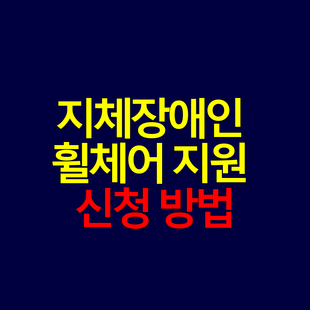 지체장애인 휠체어 지원 종류와 신청 방법