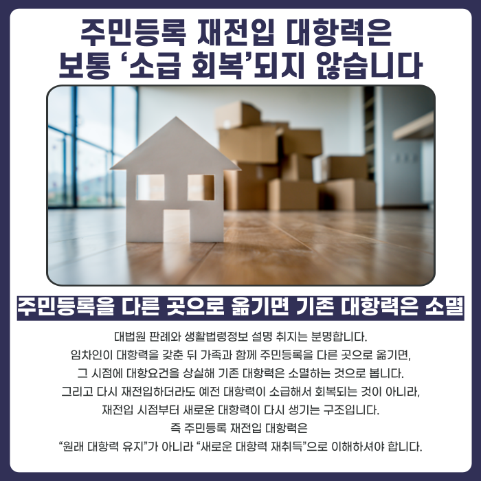 주민등록 재전입 대항력은 보통 ‘소급 회복’되지 않습니다