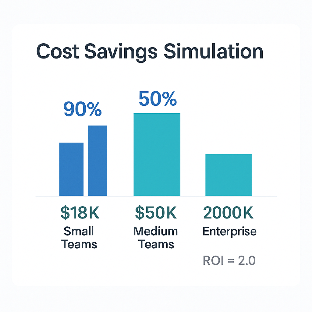팀 규모별 비용 절감 시뮬레이션 차트