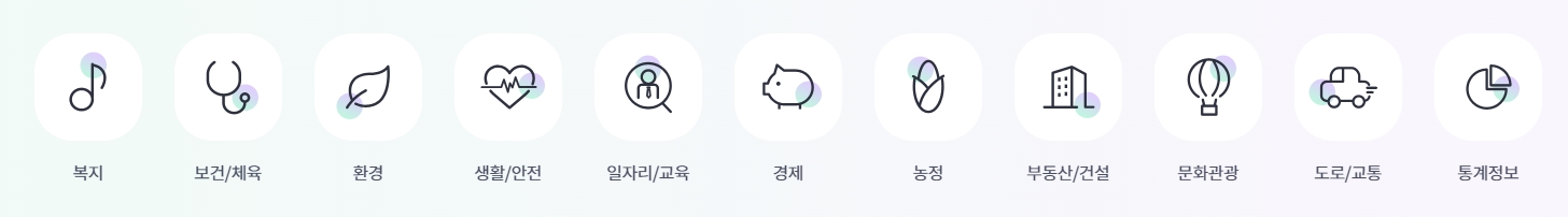 투명한 행정을 위한 계약 정보 공개 및 입찰 관련 메뉴 화면