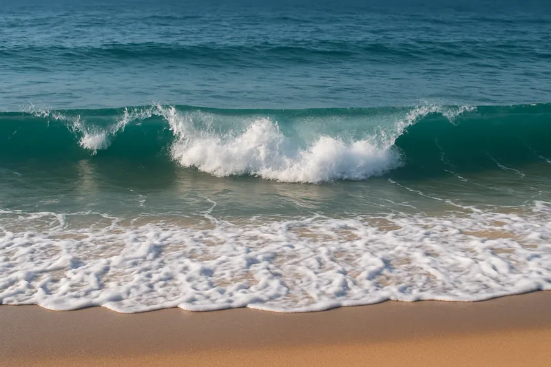 파도가-일정한-리듬으로-해변에-밀려오는-모습을-담은-이미지로-파도-소리가-규칙적인-이유를-시각적으로-표현