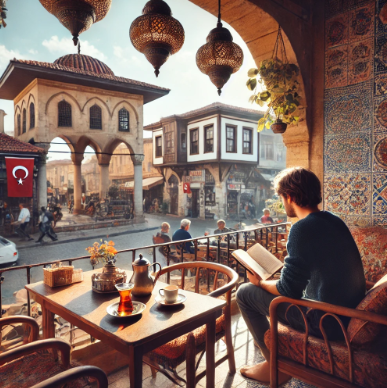 터키 카페에서 혼자 보내는 모습