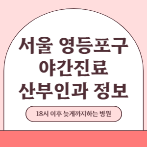 서울 영등포구 야간진료 산부인과 병원 (18시 이후 늦게까지하는 병원)