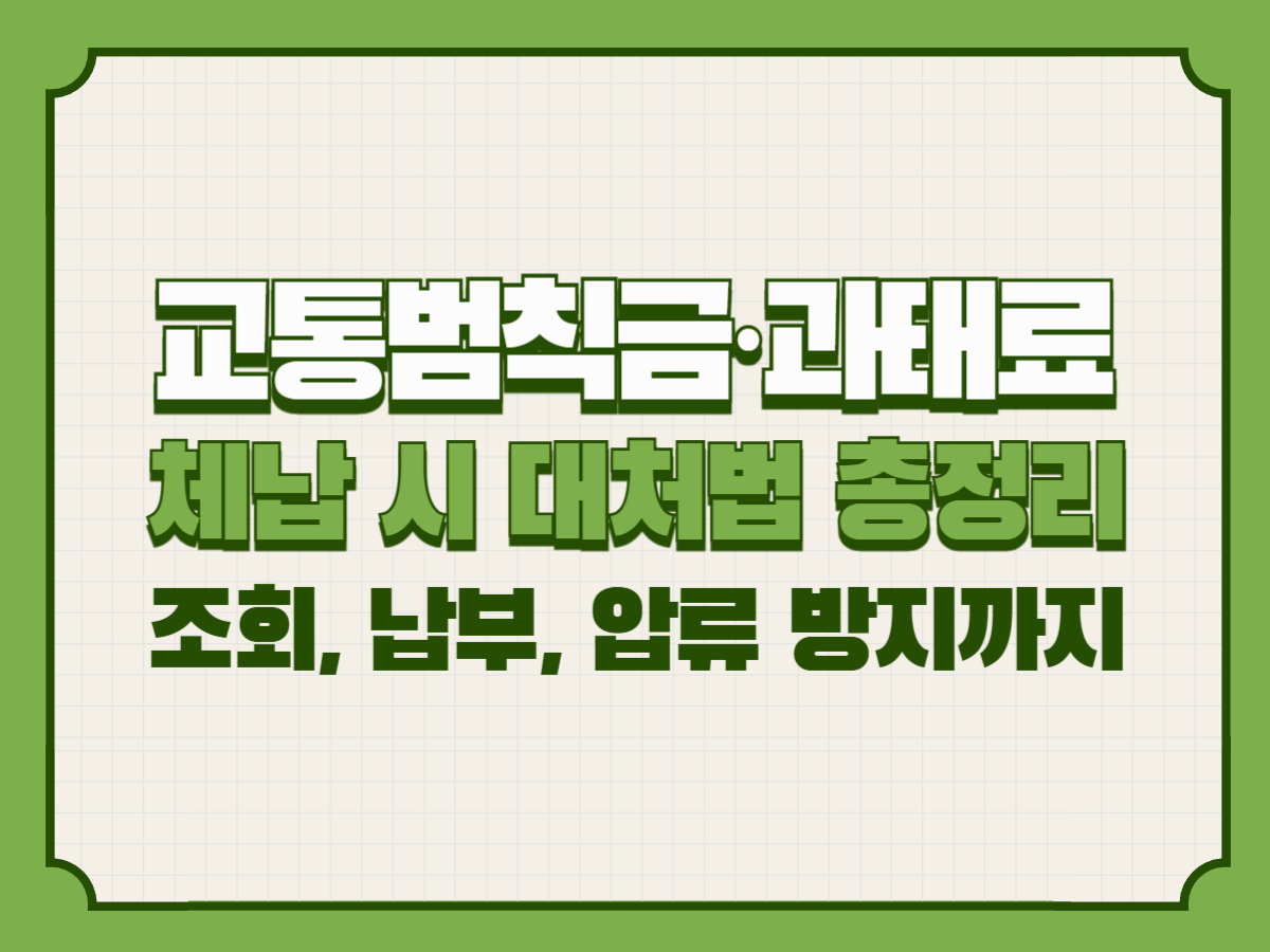 교통범칙금&middot;과태료 체납 시 대처법 총정리 &ndash; 조회, 납부, 압류 방지까지