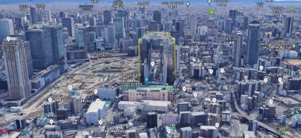 우메다공중정원-구글어스-원경