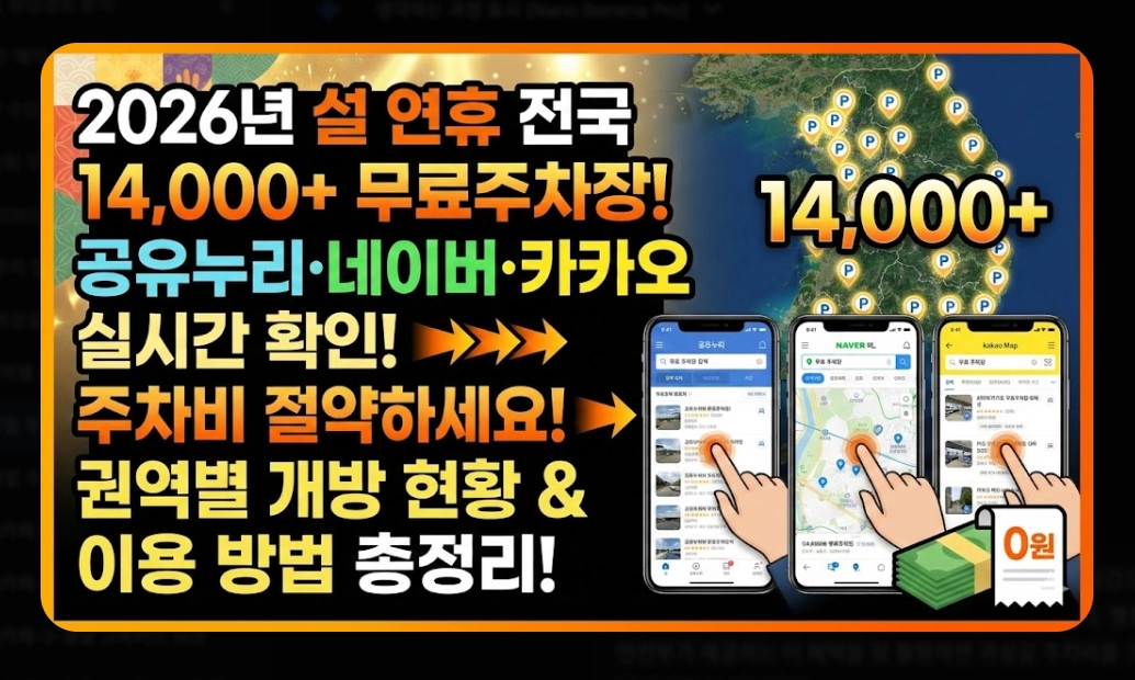 명절 무료주차장 확인(2026년, 설 연휴, 개방 현황)(+ 조회 방법)