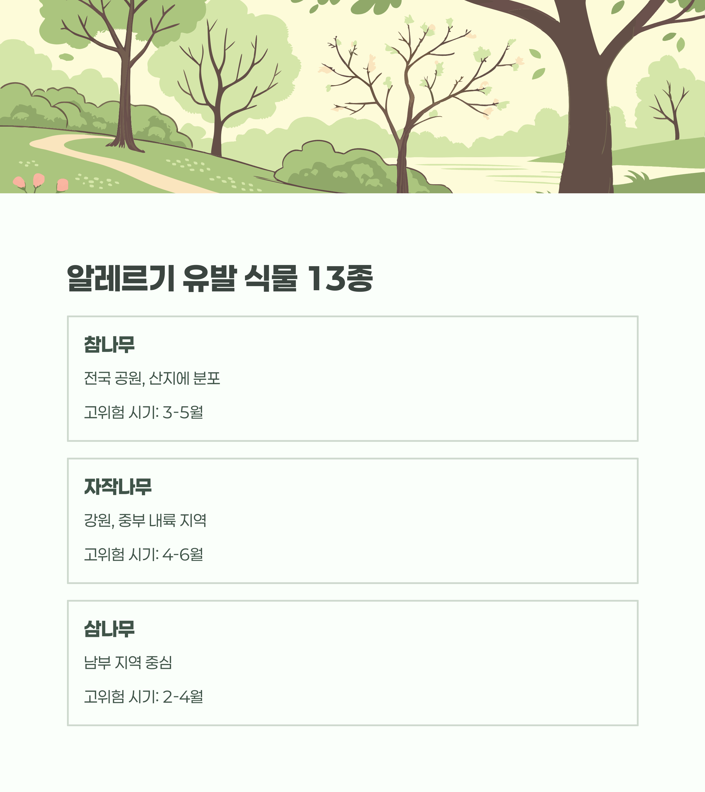 꽃가루 알레르기 유발 주요 식물은 13종, 가장 흔한 건 참나무