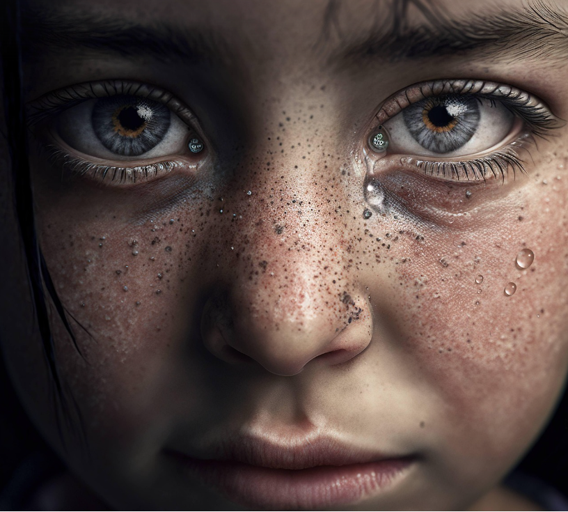 학부모가 꼭 알아야 할 사춘기 심리, 눈이 큰 아이의 눈에 눈물이 맺히면서 여러감정들을 보이고 있는 사진