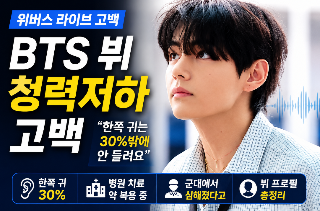 BTS 뷔 청력저하 고백|한쪽 귀 30% 이유·병원 치료·군대·프로필