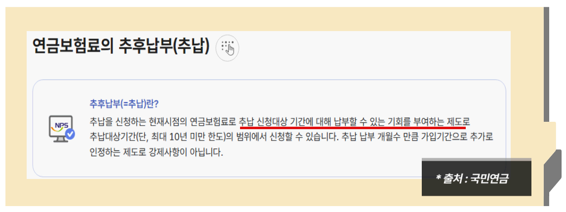 국민연금 추후납부 제도