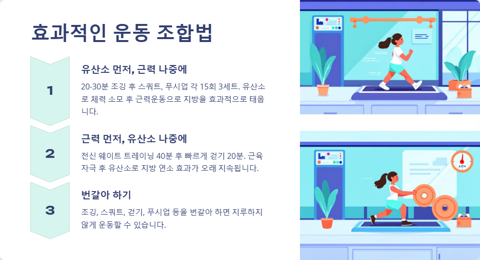 효과적인 다이어트 운동 조합, 유산소+근력 조합법