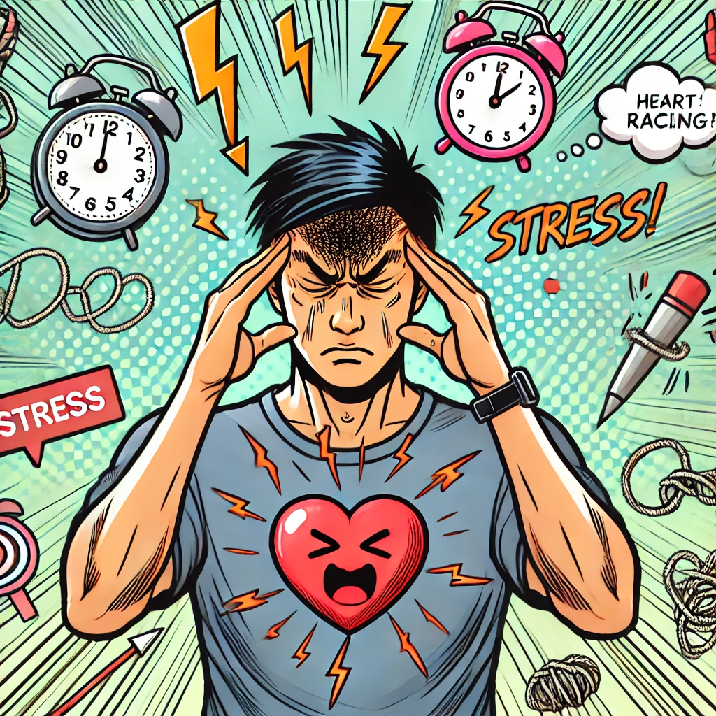 자율신경 실조증의 스트레스를 표현한 남성