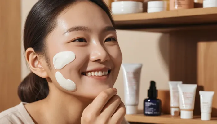 촉촉한 피부 표현과 함께 사용 장면을 시각적으로 보여주는 이미지