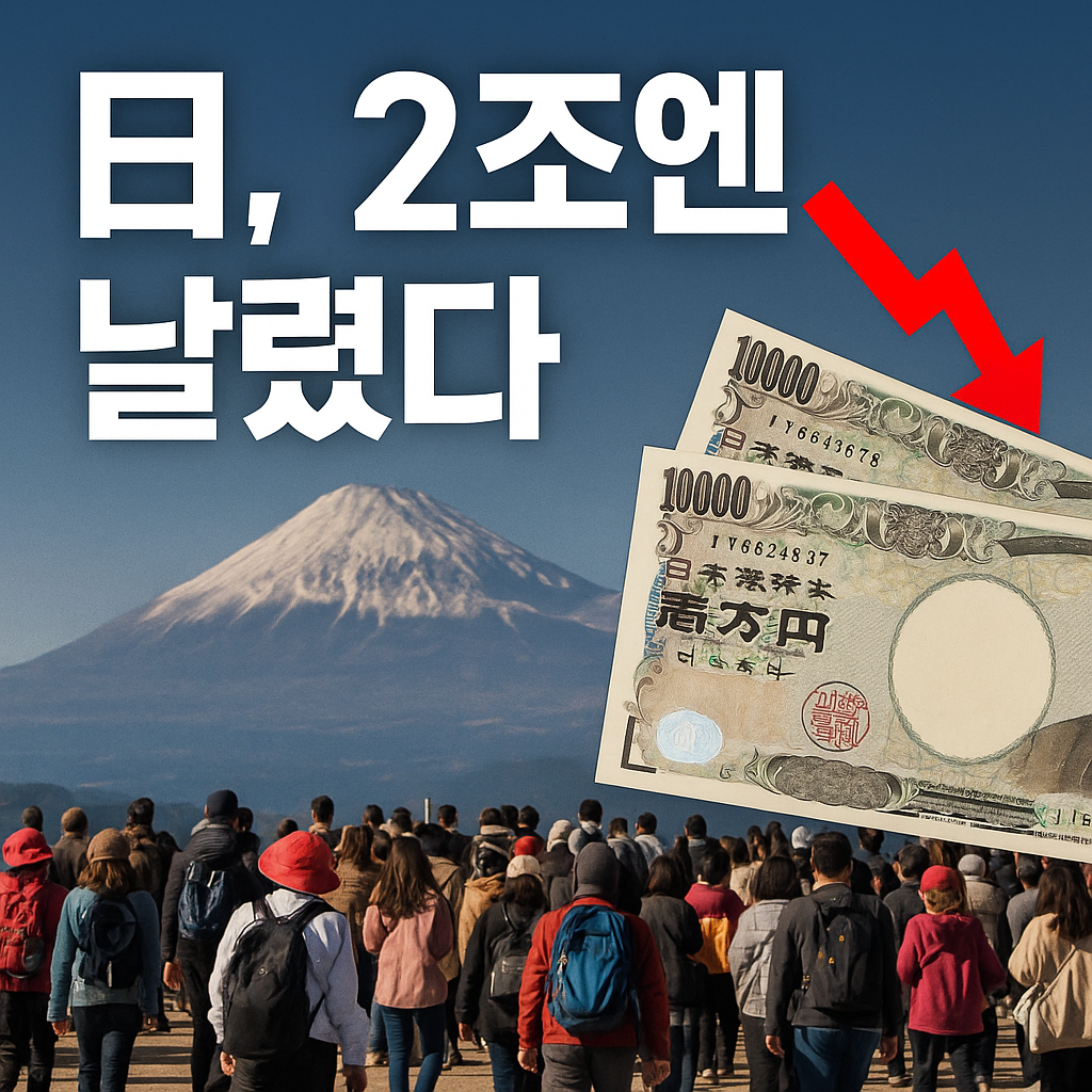 “중국 관광객 감소로 일본 관광업계가 위기 상황에 놓인 내용을 강조한 뉴스형 썸네일 이미지”