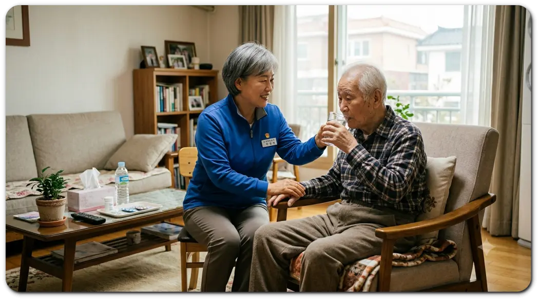 요양보호사가-환자를-돌보고있다