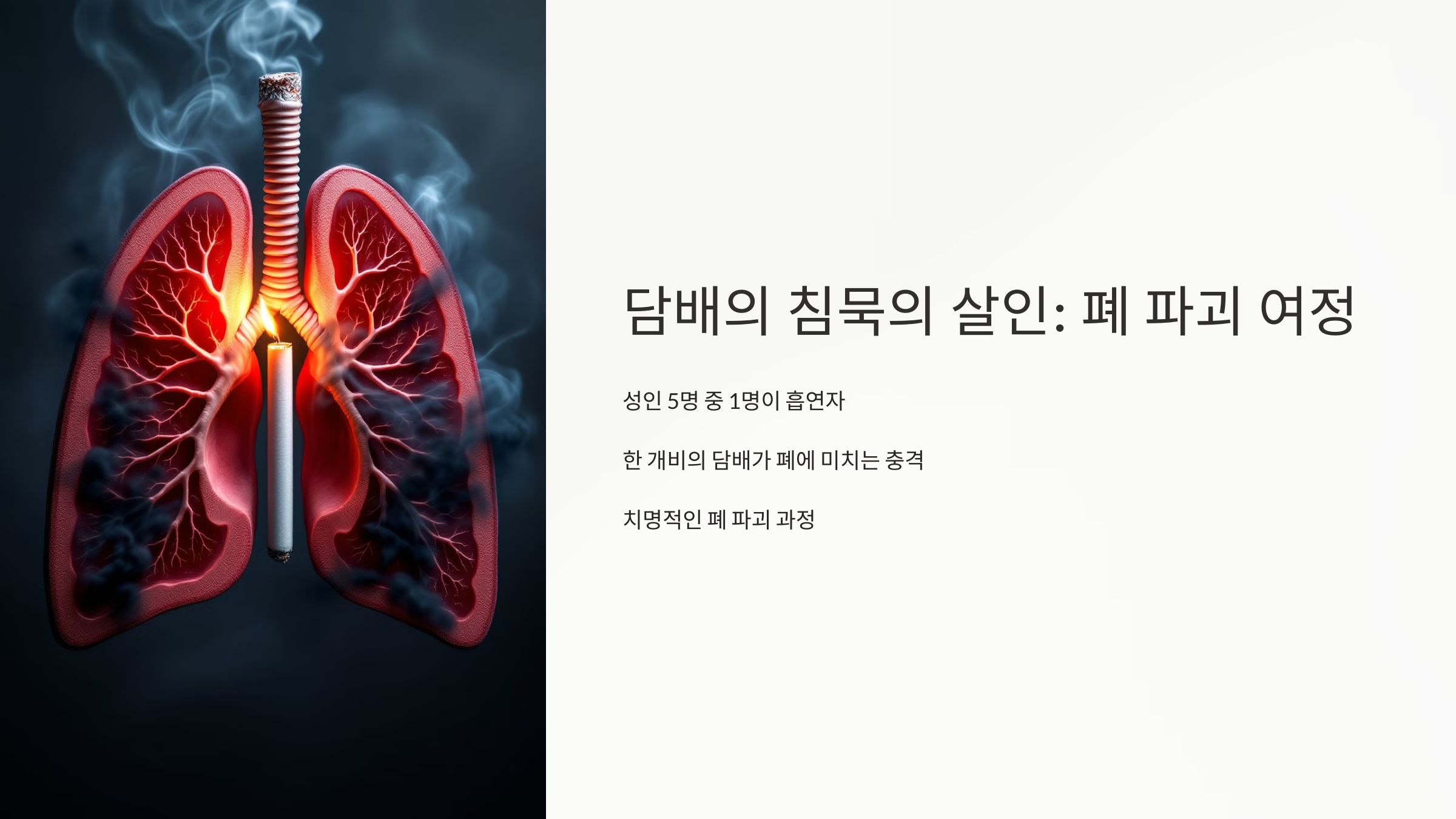 담배의 침묵의 살인: 폐 파괴 여정