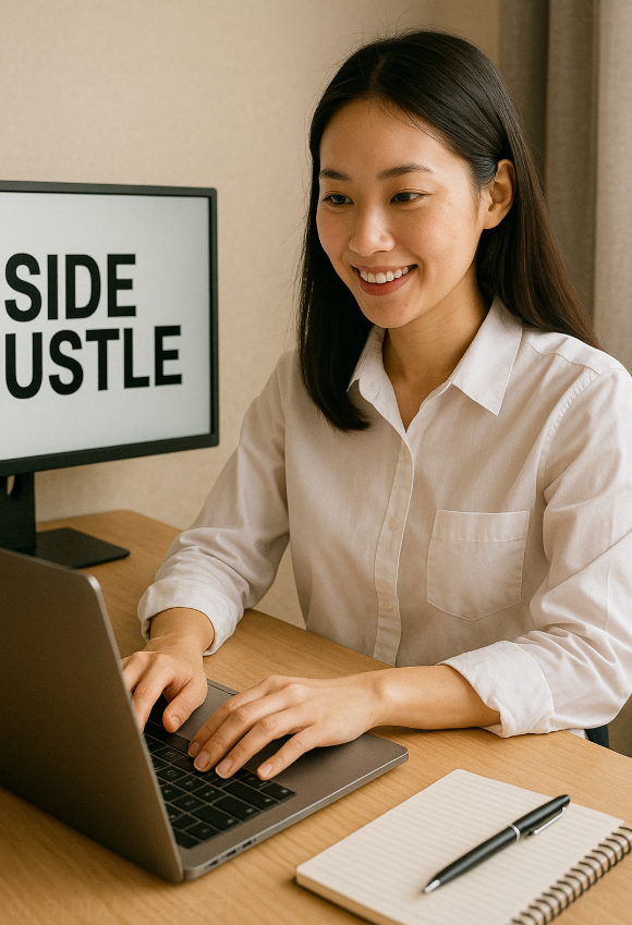 컴퓨터를 사용하고 있는 여성 이미지