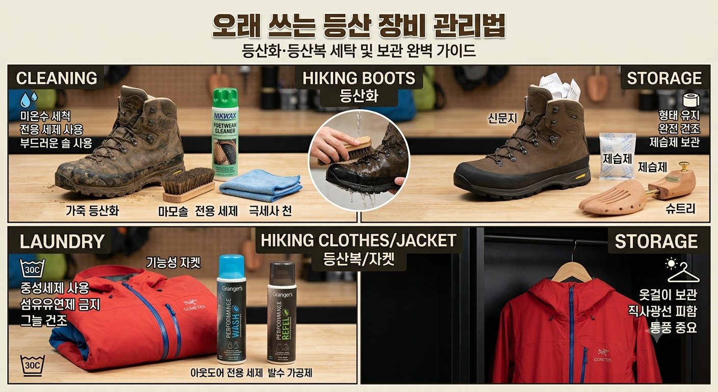 오래 쓰는 등산 장비 관리법: 등산화·등산복 세탁 및 보관 완벽 가이드