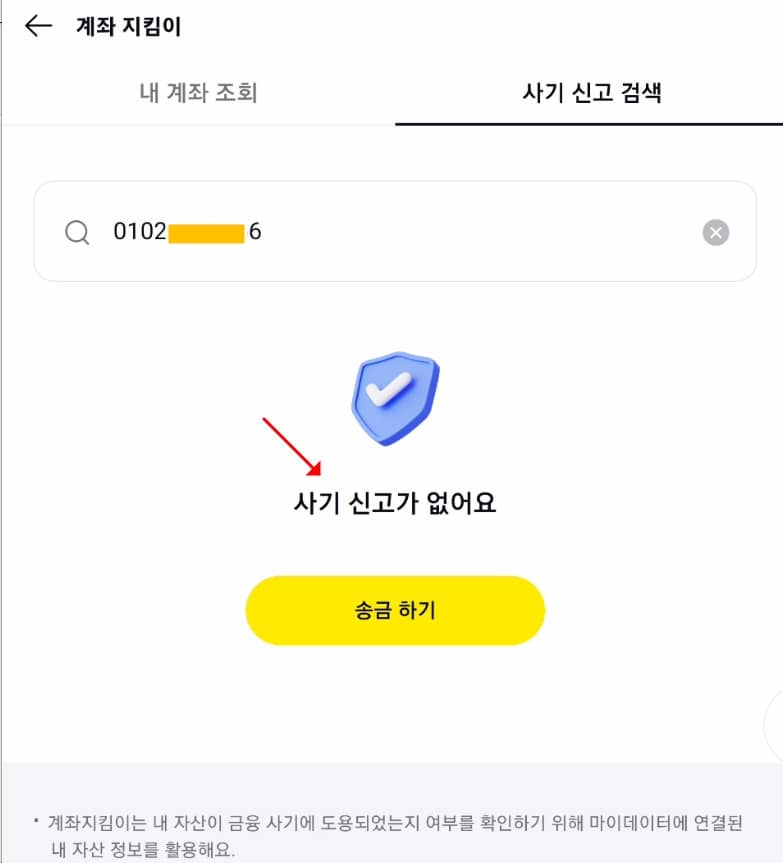 카카오톡 카카오페이 조회 결과