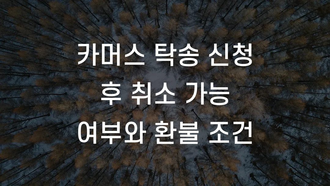 카머스 탁송 신청 후 취소 가능 여부와 환불 조건