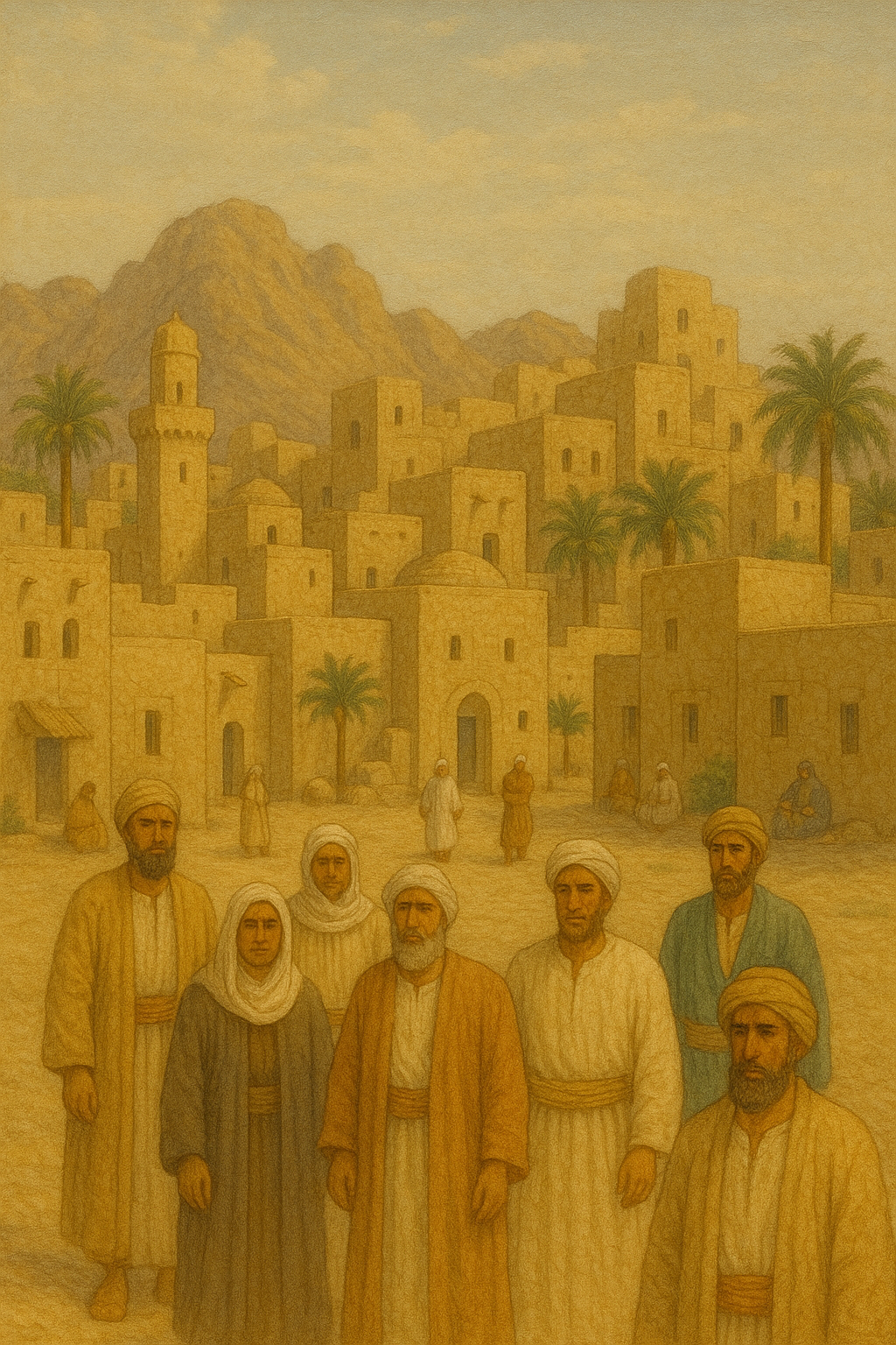 당시 사우디아라비아의 메카 사람들을 그린 그림